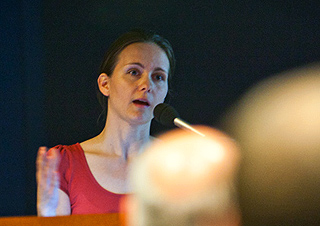 Sonja Leix at podium